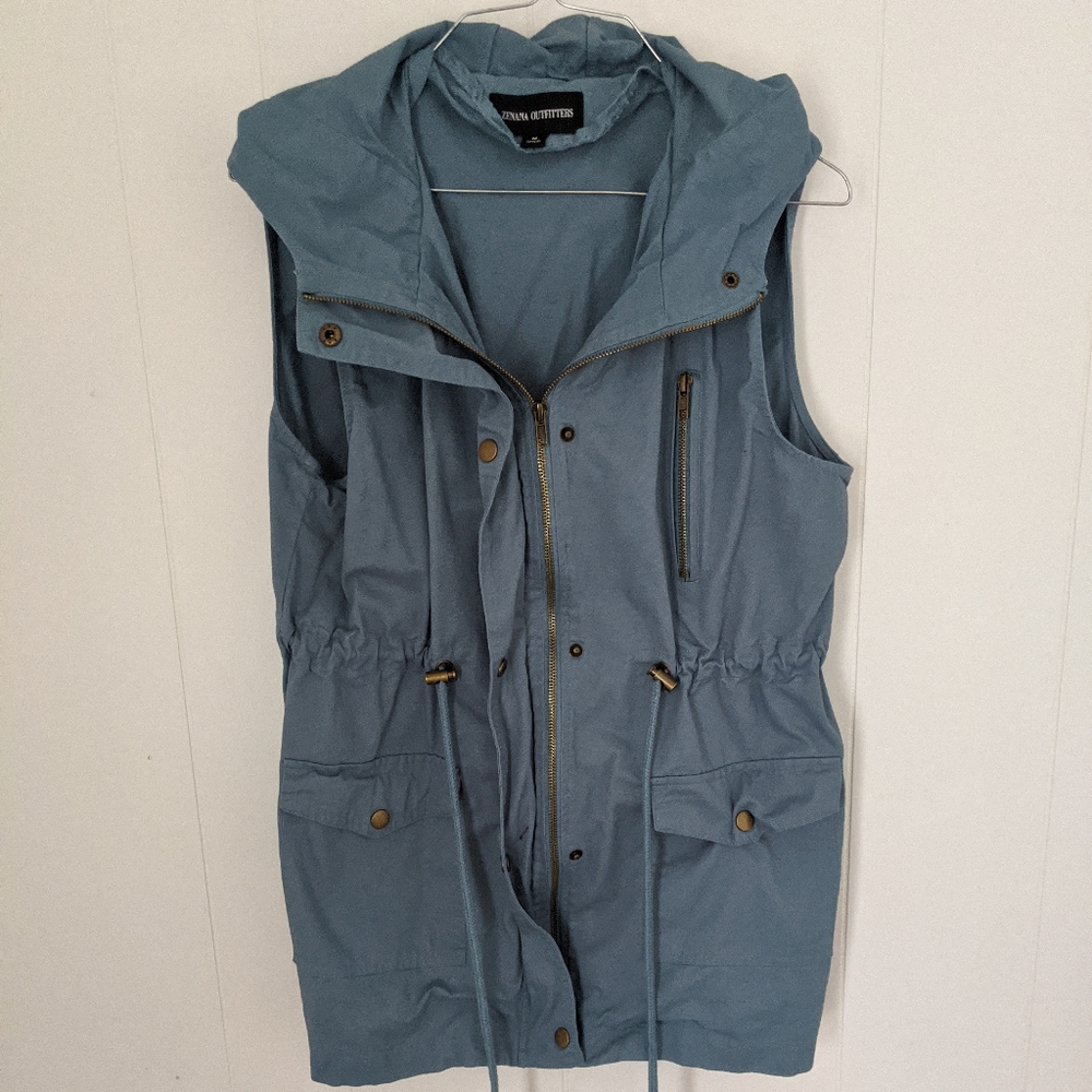 Hooded Blue Utility Vest